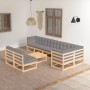 Gartenmöbel-Set 9-teilig und Kissen aus massivem Kiefernholz von vidaXL, Gartensets - Ref: Foro24-3076669, Preis: 826,89 €, R...