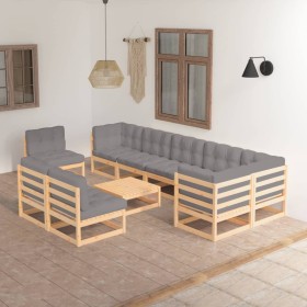 Garden furniture set 10 pieces and cushions solid pine wood by vidaXL, Garden sets - Ref: Foro24-3076689, Price: 921,05 €, Di...