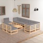 Gartenmöbel-Set 10-teilig und Kissen aus massivem Kiefernholz von vidaXL, Gartensets - Ref: Foro24-3076689, Preis: 921,05 €, ...