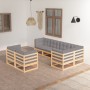 Gartenmöbel-Set 7-teilig und Kissen aus massivem Kiefernholz von vidaXL, Gartensets - Ref: Foro24-3076694, Preis: 666,59 €, R...