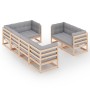Gartenmöbel-Set 7-teilig und Kissen aus massivem Kiefernholz von vidaXL, Gartensets - Ref: Foro24-3076694, Preis: 666,59 €, R...