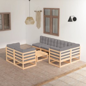 Muebles de jardín 8 pzas y cojines madera maciza pino de vidaXL, Conjuntos de jardín - Ref: Foro24-3076699, Precio: 709,28 €,...