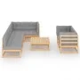 Garden furniture 8 pieces and cushions solid pine wood by vidaXL, Garden sets - Ref: Foro24-3076699, Price: 698,91 €, Discoun...