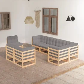 8 Stk. Gartenmöbel und Kissen aus massivem Zirbenholz von vidaXL, Gartensets - Ref: Foro24-3076714, Preis: 769,60 €, Rabatt: %