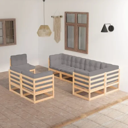 8 Stk. Gartenmöbel und Kissen aus massivem Zirbenholz von vidaXL, Gartensets - Ref: Foro24-3076714, Preis: 770,04 €, Rabatt: %