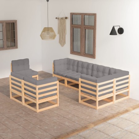 8 Stk. Gartenmöbel und Kissen aus massivem Zirbenholz von vidaXL, Gartensets - Ref: Foro24-3076714, Preis: 778,33 €, Rabatt: %
