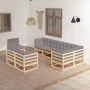 8 Stk. Gartenmöbel und Kissen aus massivem Zirbenholz von vidaXL, Gartensets - Ref: Foro24-3076714, Preis: 770,04 €, Rabatt: %