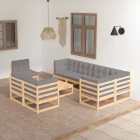 Garden furniture set 9 pieces and cushions solid pine wood by vidaXL, Garden sets - Ref: Foro24-3076719, Price: 820,83 €, Dis...