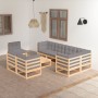 Garden furniture set 9 pieces and cushions solid pine wood by vidaXL, Garden sets - Ref: Foro24-3076719, Price: 830,33 €, Dis...