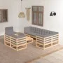 Gartenmöbel-Set 9-teilig und Kissen aus massivem Kiefernholz von vidaXL, Gartensets - Ref: Foro24-3076719, Preis: 831,31 €, R...