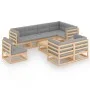 Gartenmöbel-Set 9-teilig und Kissen aus massivem Kiefernholz von vidaXL, Gartensets - Ref: Foro24-3076719, Preis: 831,31 €, R...