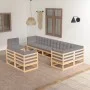 Garden furniture set 9 pieces and cushions solid pine wood by vidaXL, Garden sets - Ref: Foro24-3076724, Price: 884,00 €, Dis...