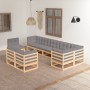 Gartenmöbel-Set 9-teilig und Kissen aus massivem Kiefernholz von vidaXL, Gartensets - Ref: Foro24-3076724, Preis: 894,60 €, R...