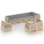 Garden furniture set 9 pieces and cushions solid pine wood by vidaXL, Garden sets - Ref: Foro24-3076724, Price: 884,00 €, Dis...