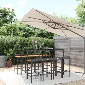 Bar table and garden stools 9 pcs acacia wood PE rattan black by vidaXL, Garden sets - Ref: Foro24-3187680, Price: 423,61 €, ...