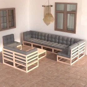 Garden furniture set 10 pieces and cushions solid pine wood by vidaXL, Garden sets - Ref: Foro24-3076729, Price: 890,22 €, Di...