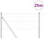 Reja con postes Plateado 0.6 x 25 m Acero recubierto de PVC
