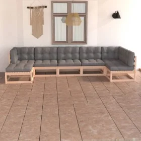 Garden furniture set 7 pieces and cushions solid pine wood by vidaXL, Garden sets - Ref: Foro24-3076744, Price: 602,64 €, Dis...