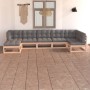 Gartenmöbel-Set 7-teilig und Kissen aus massivem Kiefernholz von vidaXL, Gartensets - Ref: Foro24-3076744, Preis: 611,52 €, R...
