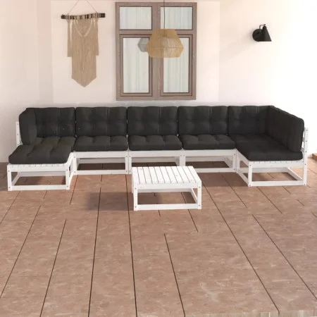Garden furniture 8 pieces and cushions solid pine wood by vidaXL, Garden sets - Ref: Foro24-3076750, Price: 795,68 €, Discoun...