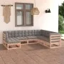 7-teiliges Gartenmöbel-Set und Kissen aus massivem Zirbenholz von vidaXL, Gartensets - Ref: Foro24-3076754, Preis: 602,76 €, ...