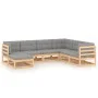 7-teiliges Gartenmöbel-Set und Kissen aus massivem Zirbenholz von vidaXL, Gartensets - Ref: Foro24-3076754, Preis: 602,76 €, ...