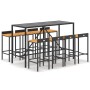 Bartisch und Gartenhocker 9 Stück Akazienholz PE Rattan schwarz von vidaXL, Gartensets - Ref: Foro24-3187680, Preis: 423,61 €...