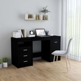 Schwarzer 140x50x76 cm großer Schreibtisch aus Holzwerkstoff von vidaXL, Schreibtische - Ref: Foro24-3054781, Preis: 163,31 €...