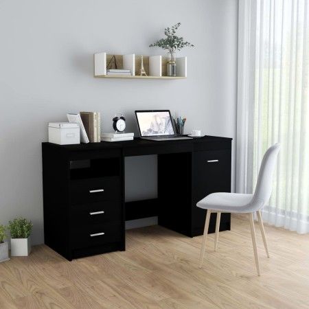 Schwarzer 140x50x76 cm großer Schreibtisch aus Holzwerkstoff von vidaXL, Schreibtische - Ref: Foro24-3054781, Preis: 163,31 €...