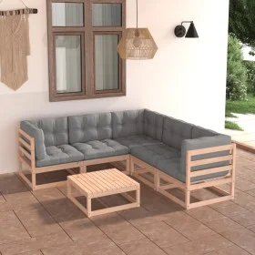 Garden furniture set 6 pieces and cushions solid pine wood by vidaXL, Garden sets - Ref: Foro24-3076779, Price: 494,24 €, Dis...