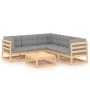 Garden furniture set 6 pieces and cushions solid pine wood by vidaXL, Garden sets - Ref: Foro24-3076779, Price: 494,24 €, Dis...