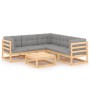 Gartenmöbel-Set 6-teilig und Kissen aus massivem Kiefernholz von vidaXL, Gartensets - Ref: Foro24-3076779, Preis: 501,67 €, R...