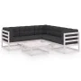 Set mit 6 Gartenmöbeln und Kissen aus massivem Kiefernholz von vidaXL, Gartensets - Ref: Foro24-3076780, Preis: 506,72 €, Rab...