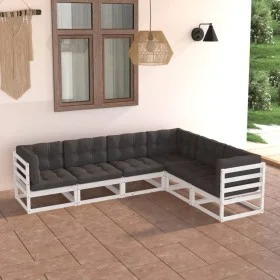 Garden furniture set 6 pieces and cushions solid pine wood by vidaXL, Garden sets - Ref: Foro24-3076785, Price: 645,87 €, Dis...