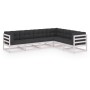 Gartenmöbel-Set 6-teilig und Kissen aus massivem Kiefernholz von vidaXL, Gartensets - Ref: Foro24-3076785, Preis: 655,53 €, R...