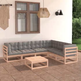7-piece garden furniture set with solid pine wood cushions by vidaXL, Garden sets - Ref: Foro24-3076789, Price: 604,53 €, Dis...