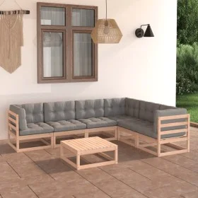7-piece garden furniture set with solid pine wood cushions by vidaXL, Garden sets - Ref: Foro24-3076789, Price: 597,12 €, Dis...