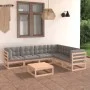 7-piece garden furniture set with solid pine wood cushions by vidaXL, Garden sets - Ref: Foro24-3076789, Price: 605,00 €, Dis...