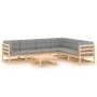 7-piece garden furniture set with solid pine wood cushions by vidaXL, Garden sets - Ref: Foro24-3076789, Price: 605,00 €, Dis...
