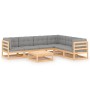 7-teiliges Gartenmöbel-Set und Kissen aus massivem Zirbenholz von vidaXL, Gartensets - Ref: Foro24-3076789, Preis: 604,53 €, ...