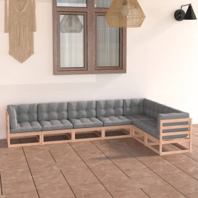 7-piece garden furniture set with solid pine wood cushions by vidaXL, Garden sets - Ref: Foro24-3076794, Price: 683,03 €, Dis...