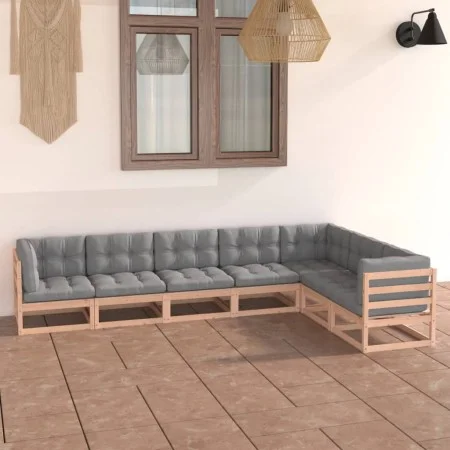 7-teiliges Gartenmöbel-Set und Kissen aus massivem Zirbenholz von vidaXL, Gartensets - Ref: Foro24-3076794, Preis: 672,06 €, ...