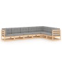 7-piece garden furniture set with solid pine wood cushions by vidaXL, Garden sets - Ref: Foro24-3076794, Price: 683,03 €, Dis...