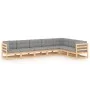 7-teiliges Gartenmöbel-Set und Kissen aus massivem Zirbenholz von vidaXL, Gartensets - Ref: Foro24-3076794, Preis: 672,06 €, ...