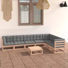 Garden furniture 8 pieces and cushions solid pine wood by vidaXL, Garden sets - Ref: Foro24-3076799, Price: 730,32 €, Discoun...