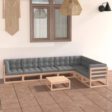 Muebles de jardín 8 pzas y cojines madera maciza pino de vidaXL, Conjuntos de jardín - Ref: Foro24-3076799, Precio: 740,13 €,...