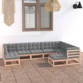 Set mit 9 Gartenmöbeln und Kissen aus massivem Zirbenholz von vidaXL, Gartensets - Ref: Foro24-3076804, Preis: 841,66 €, Raba...