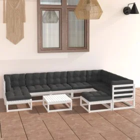 Garden furniture set, 10 pieces with white pine wood cushions. by vidaXL, Garden sets - Ref: Foro24-3076810, Price: 813,53 €,...