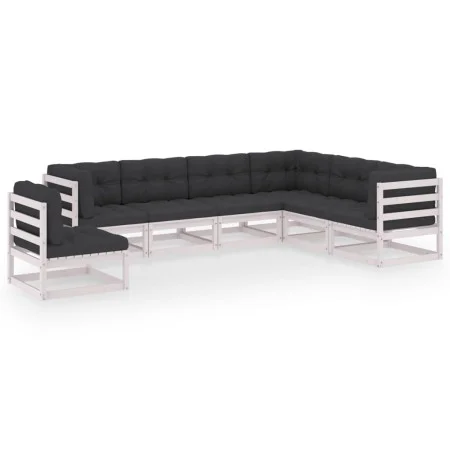 7-teiliges Gartenmöbel-Set mit Kissen aus massivem Weißkiefernholz von vidaXL, Gartensets - Ref: Foro24-3076815, Preis: 671,5...