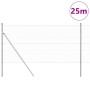 Reja con postes Plateado 1.4 x 25 m Acero recubierto de PVC